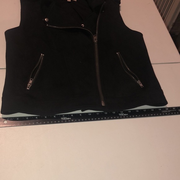 Philosophy size large black zip front Moto Vest super soft ultra suede - Picture 13 of 15